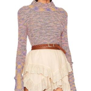 Free People Blair Spacedye Pullover Mockneck Sweater in Candy Combo Size Small